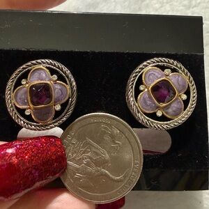 Two toned amethyst Swarovski crystal earrings